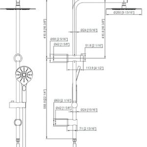 ROUND SHOWER SET DIMENSIONS