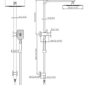 SQUARE SHOWER SET DIMENSIONS