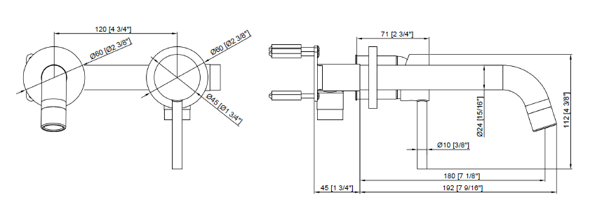 WALL MOUNTED BASIN TAP NO PLATE