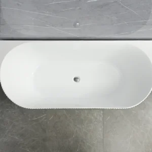 top view fluted back to wall